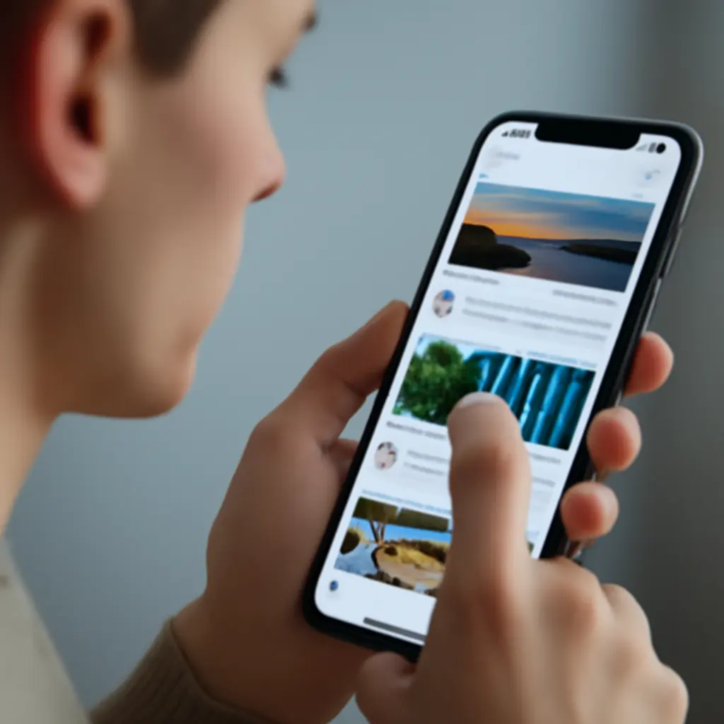 Person scrolling social media feed, unimpressed