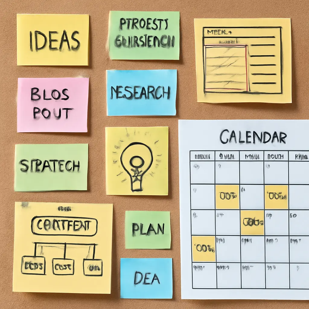 Notebook and planner with content ideas for memes