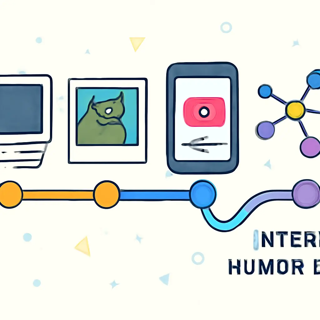 Visual timeline showing the evolution of internet humor formats from early forums to modern short-form video