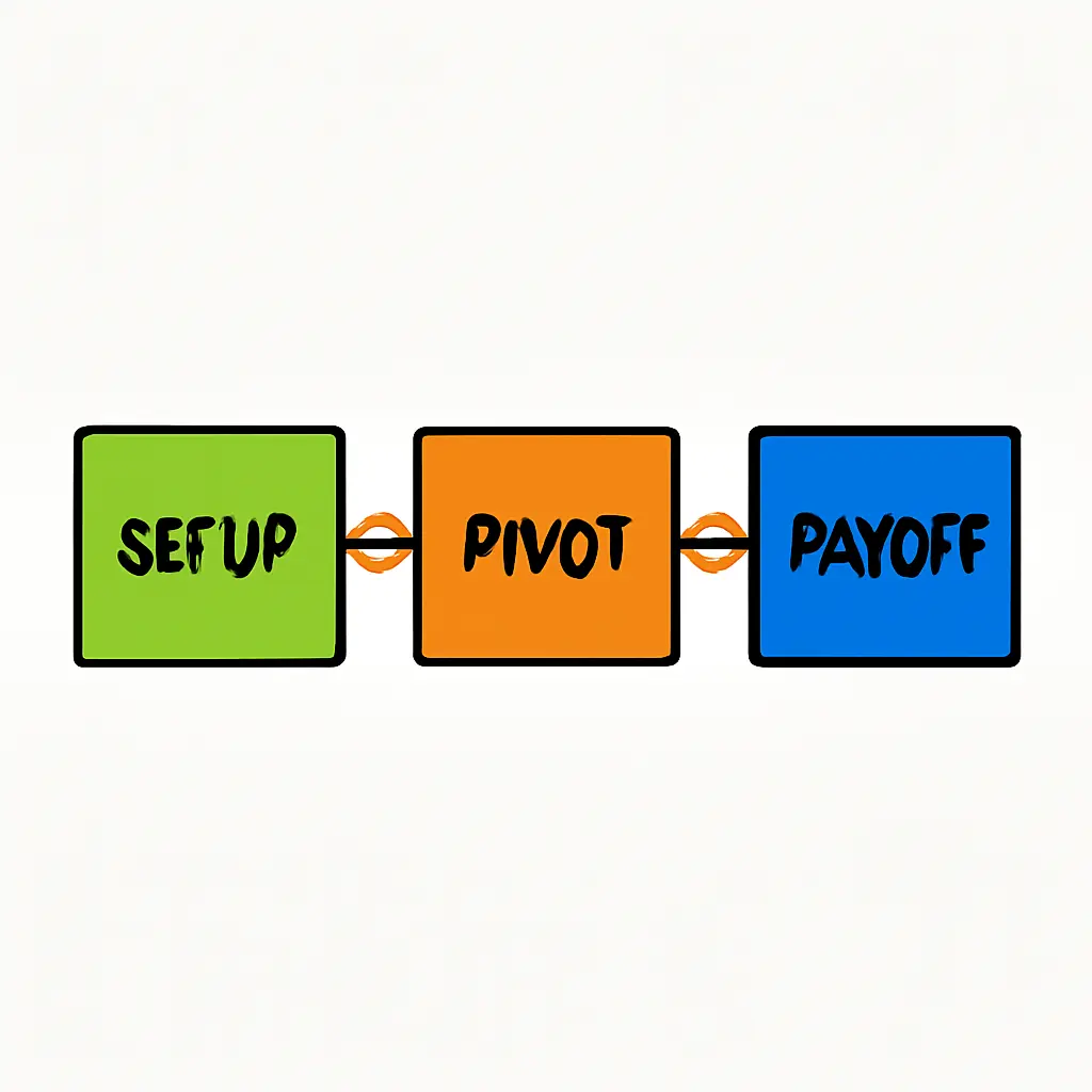 Diagram of meme structure: setup, pivot, payoff