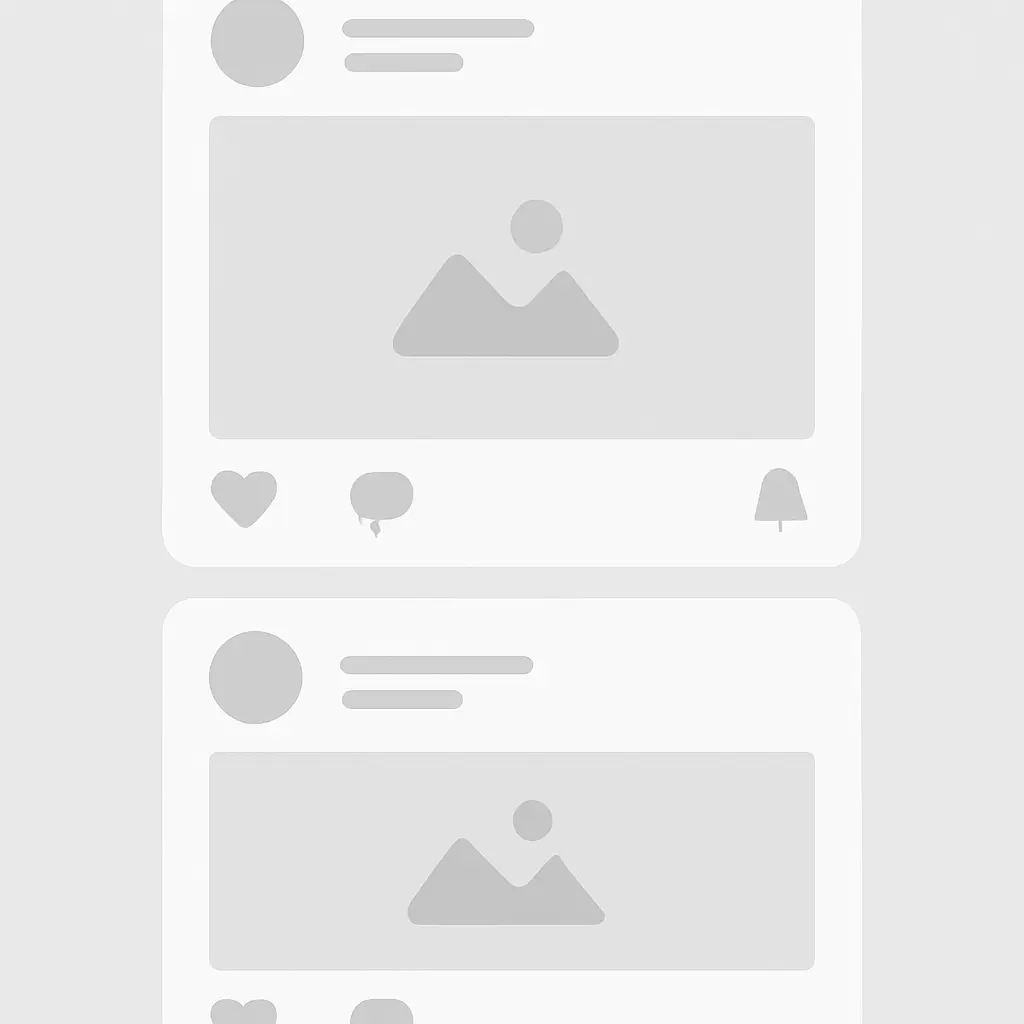 Empty social media feed with muted icons